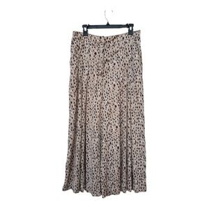 Anthropologie Isobel Wide Leg Pleated Flowy Animal Print Crop Pants Size Large